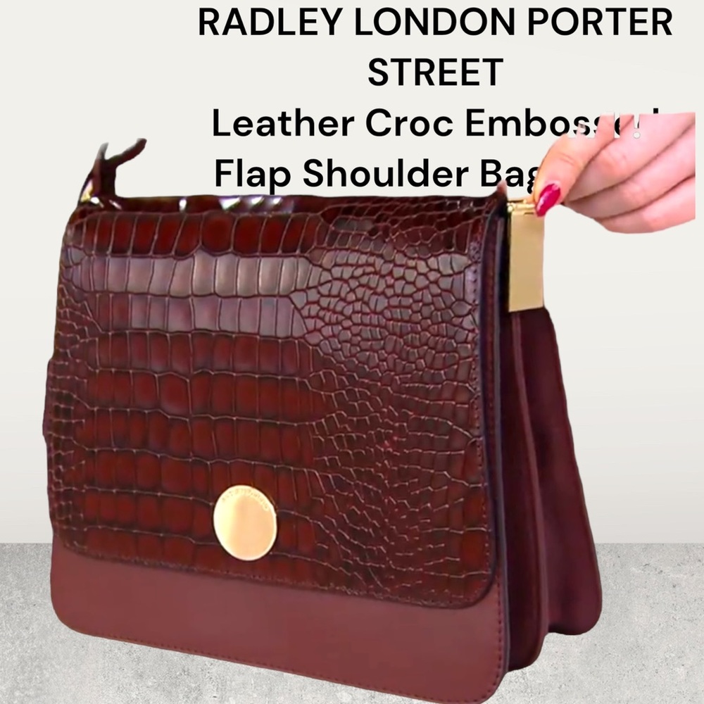 BRAND NEW W/TAGS RADLEY LONDON PORTER STREET CROC EMBOSSED FLAP SHOULDER BAG🤩 - Picture 2 of 14
